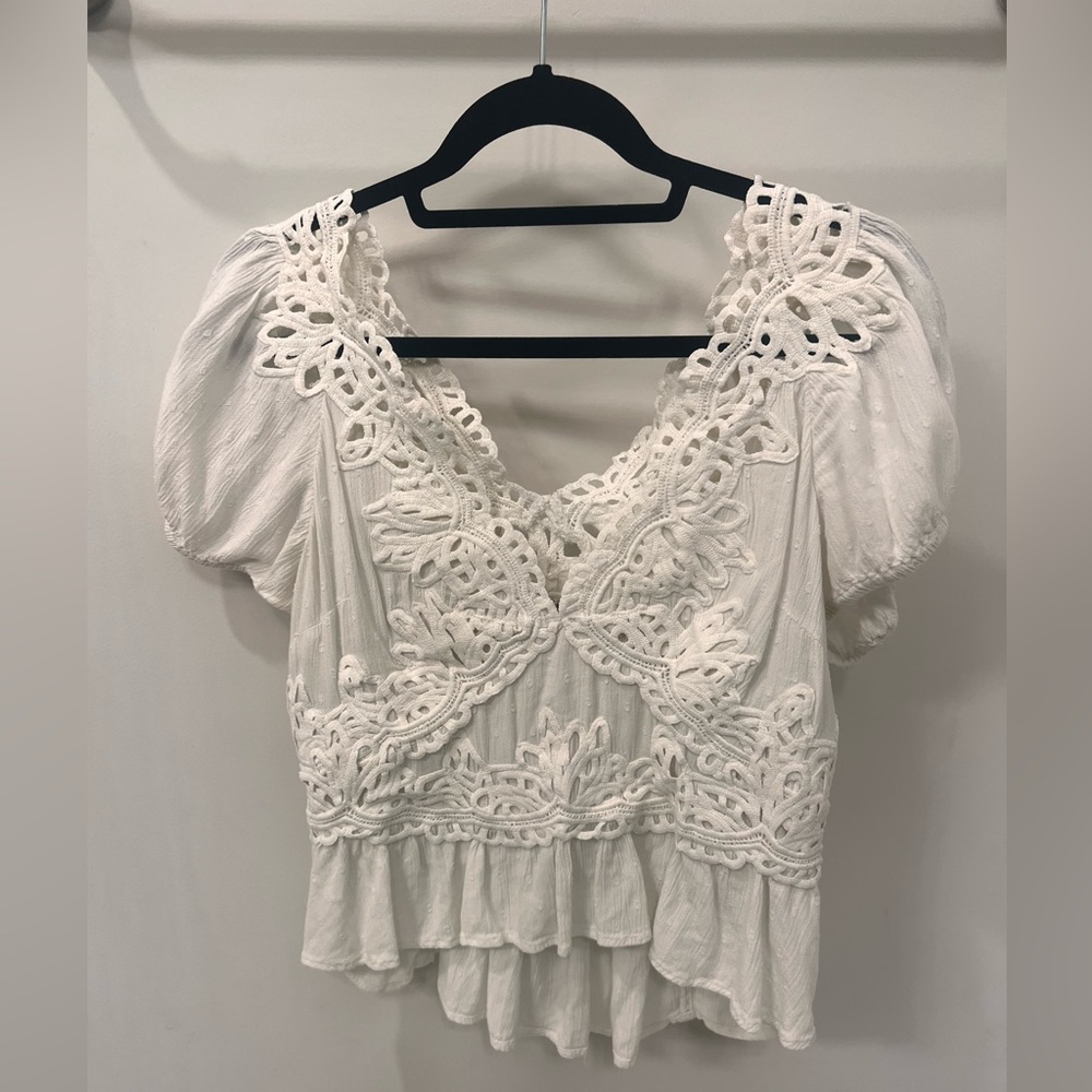 Free People Sweet Roses Rayon Crochet Cropped Top (New without tags) Size L